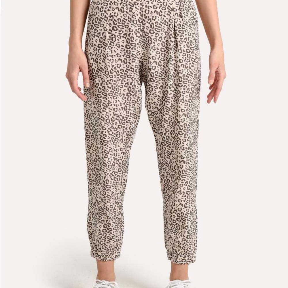 ATM Leopard Print Silk Joggers Small